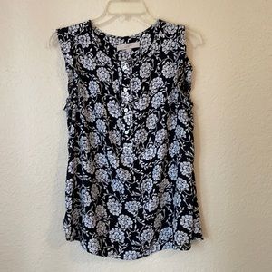 Black and white floral silky top